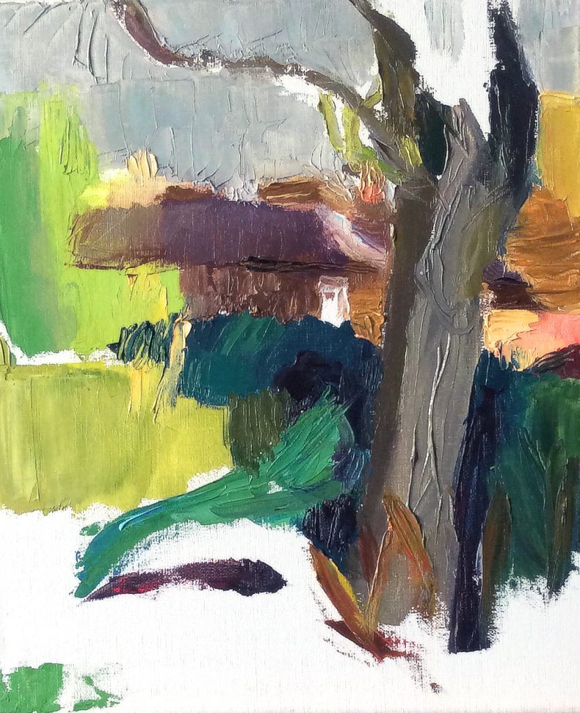 Ash tree trunk and buildings (unfinished) - 2011